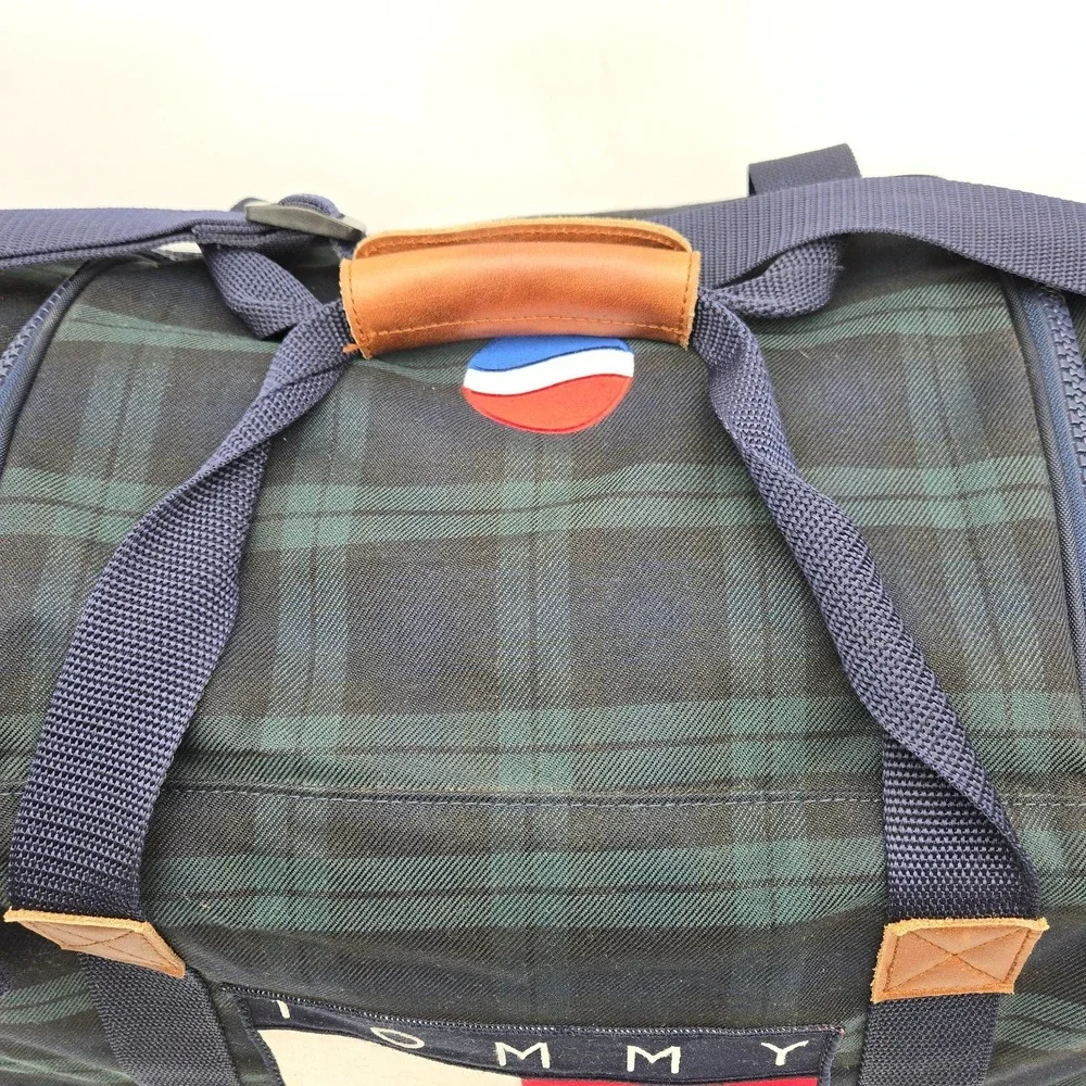 Vintage Tommy Hilfiger Duffle Bag Tartan Plaid Pepsi Cola Flag‎ Large 90s Y2K